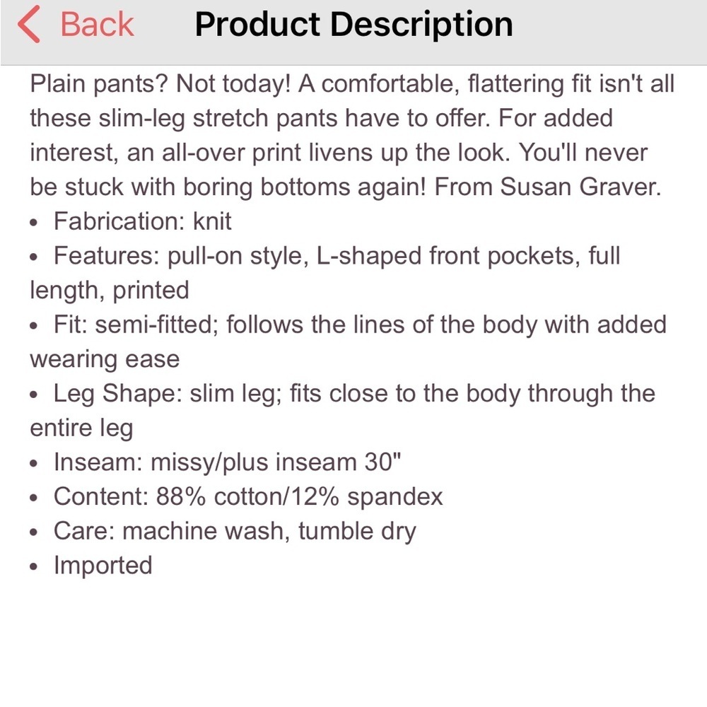 Printed slim leg stretch pants - Picture 3 of 10